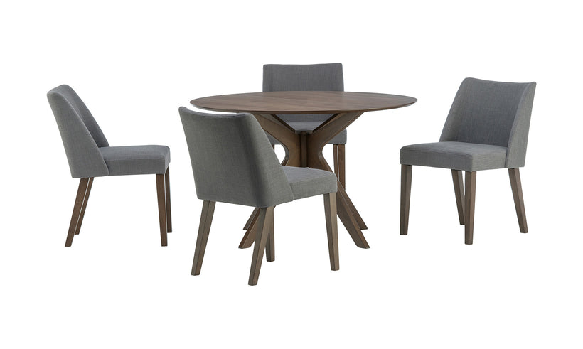 Space Savers Round Pedestal Table and 4 Grey Chairs